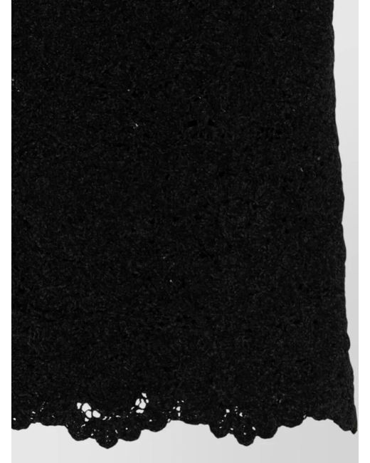Semicouture Black Lace Sleeveless Top Scalloped Hem Keyhole Back