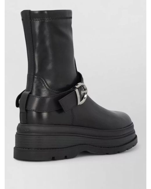 Pinko Black Ankle Boots Chunky Heel Round Toe Design