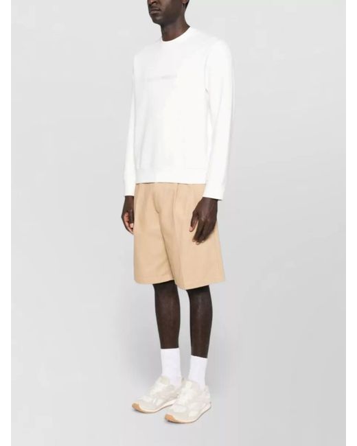 Emporio Armani White Cotton Sweatshirt Featuring Front Logo Crewneck for men