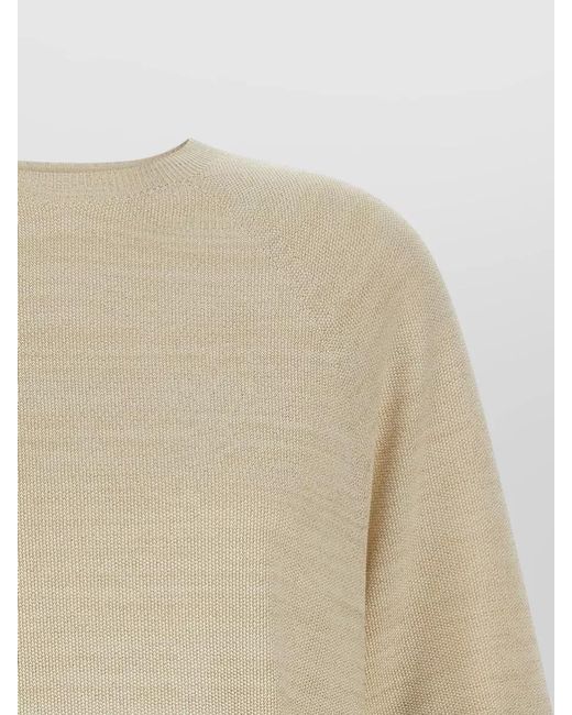 Fabiana Filippi Natural Metallic Knit Sweater Relaxed Fit Round Neck