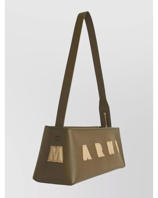 Marni Gray Museo Baguette Leather Shoulder Bag