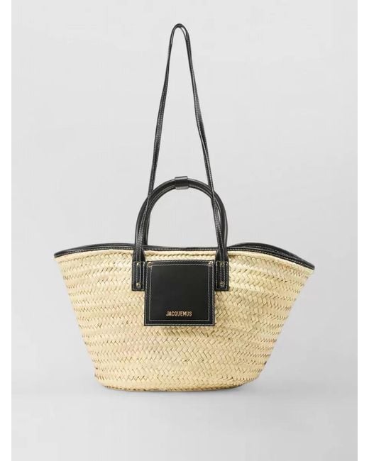 Jacquemus Natural Soli Leather Cotton Basket Tote Bag