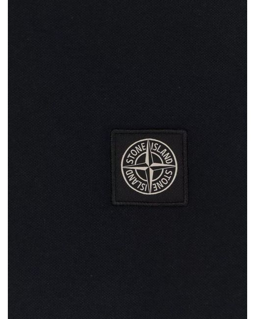 Stone Island Blue Slim-Fit Cotton Piqué Short-Sleeve Polo Shirt for men