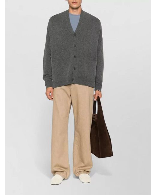 Extreme Cashmere Gray Cashmere Ribbed V-Neck Cardigan