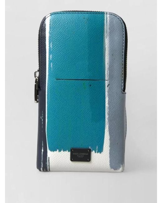 Dolce & Gabbana Blue Leather Crossbody Phone Shoulder Bag for men