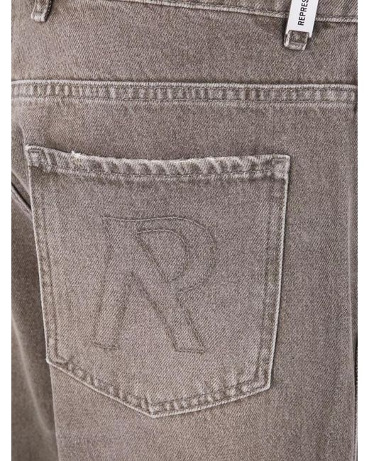 Represent Gray Denim Straight-Leg Trousers for men