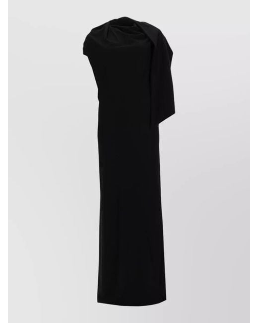 THE GARMENT Black Long Dress Scarf One Shoulder Draped
