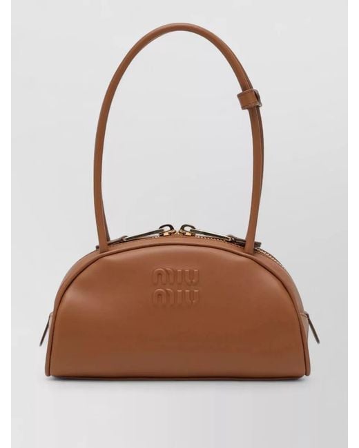 Miu Miu Brown Top Handle Leather Shoulder Bag