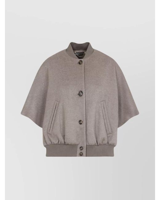 Max Mara Gray Leticia Bomber Cape