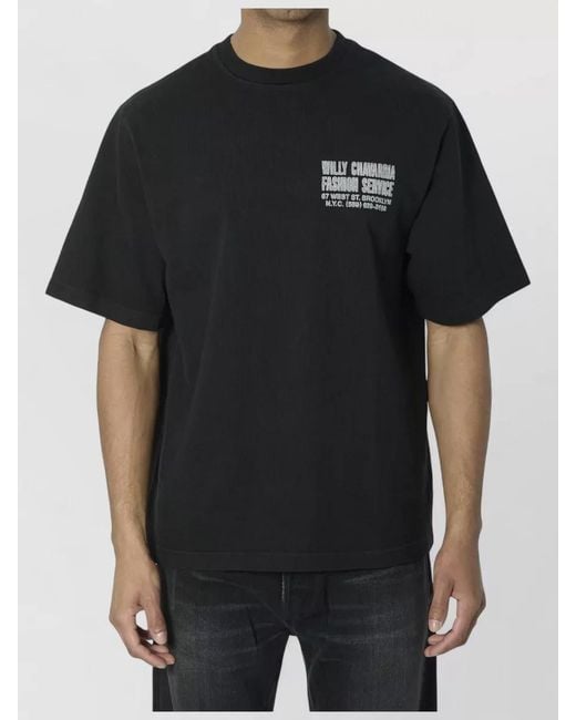 Willy Chavarria Black Cotton T Shirt Distressed Relaxed Fit for men