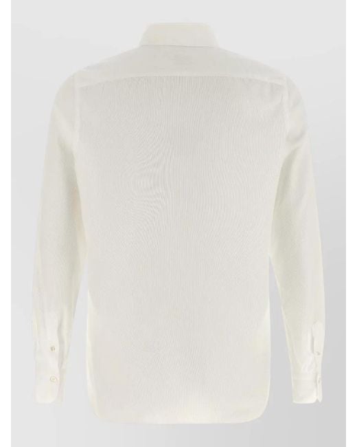Finamore 1925 White Gaeta Shirt Regular Fit Long Sleeves for men