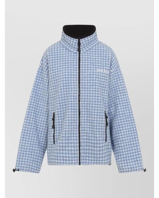 Miu Miu Blue Wool Blouson Jacket Casual Outdoor Style