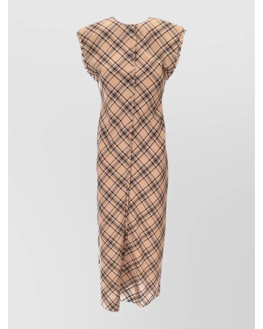 AMI Multicolor Frayed-Trim Midi Dress