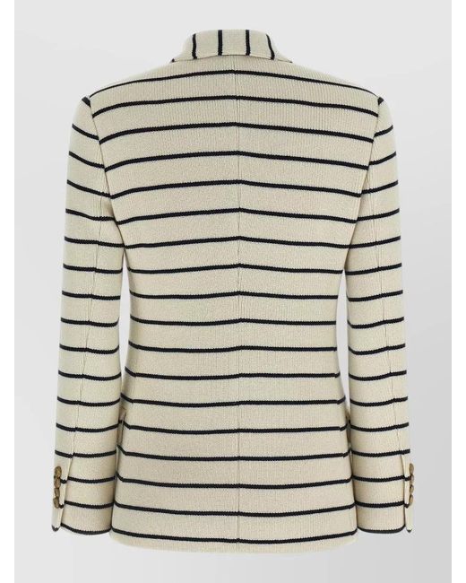 Brunello Cucinelli Gray Striped Blazer Sweater Jacket Buttons
