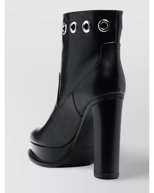 McQueen Black Leather Platform Ankle Boots