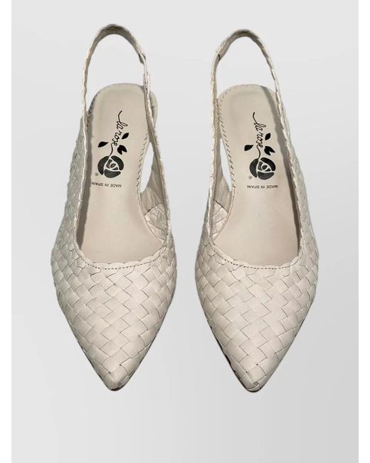 LA ROSE Natural Carol Slingback Pumps Kitten Heel Woven