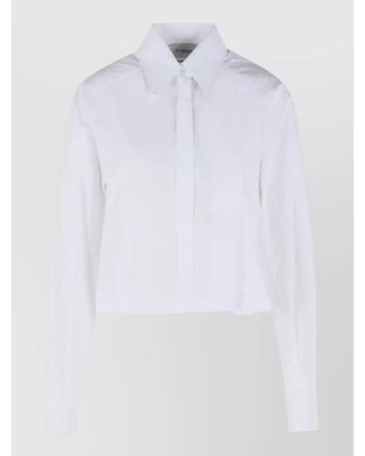Sportmax White Cotton Cropped Asymmetric Shirt