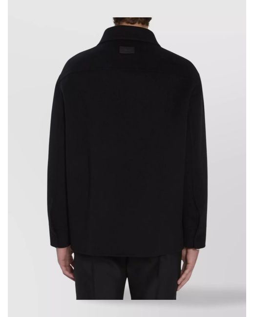 Fendi Black Wool Regular-Fit Overshirt for men