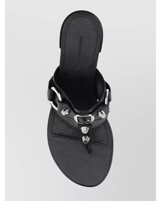 Balenciaga Black City Tong Leather Heeled Sandals
