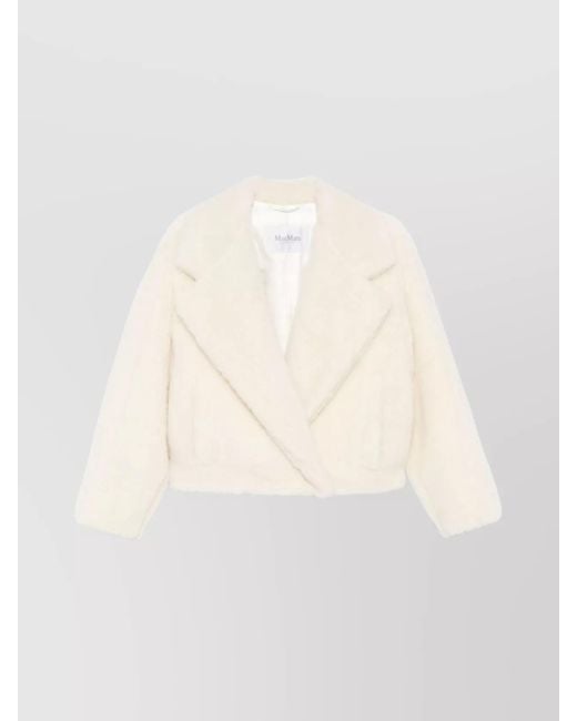 Max Mara Natural Short Wool Coat With Faux Fur Texture