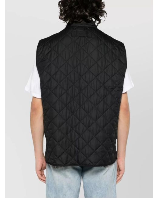 Barbour Black Modern Quilted Vest Pockets for men