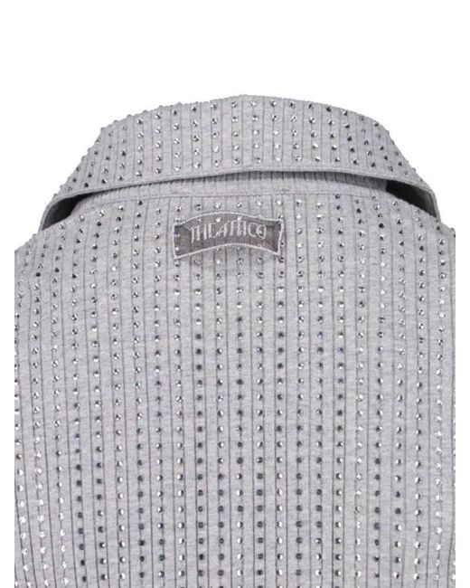 The Attico Gray Rhinestone Cotton Mini Dress