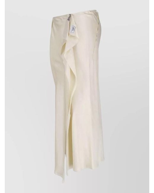 The Attico Natural Knee Length Midi Skirt Ruffle Wrap