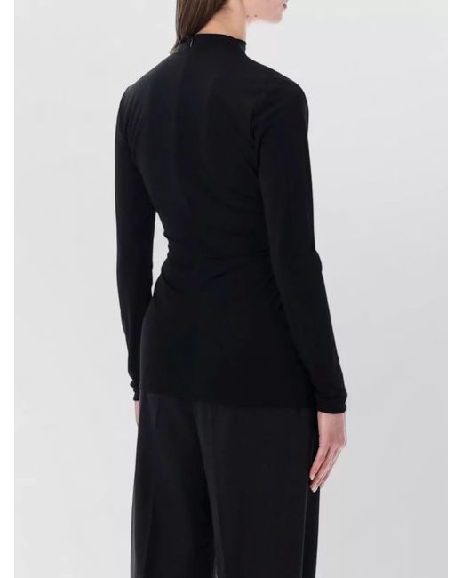 Bottega Veneta Blue Long Sleeve Dress High Neck Draped Metal