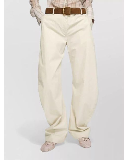Acne Natural Wide Leg Pants Belt Loops Side Pockets
