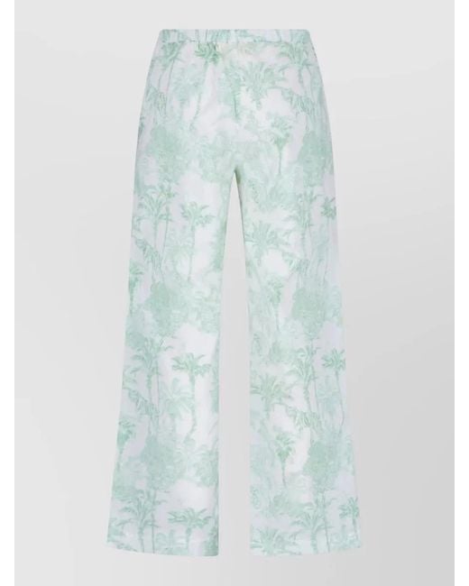 Mc2 Saint Barth Blue Tropical Lounge Pants Wide Leg Cut