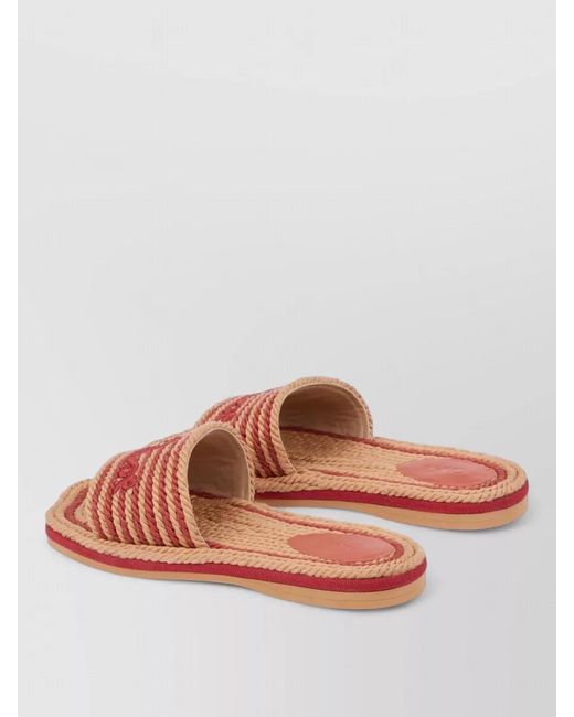 Chloé Pink Braided Rope Mules Flat Sole Open Toe