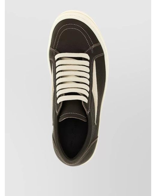 Rick Owens Metallic Leather Vintage Sneaks Lace-Up Sneakers