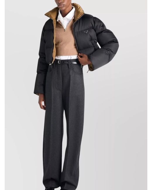 Prada Black Short Down Jacket Stand-Up Collar