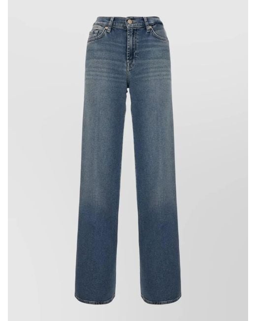7 For All Mankind Blue Denim Jeans Faded Wash Five Pocket Design