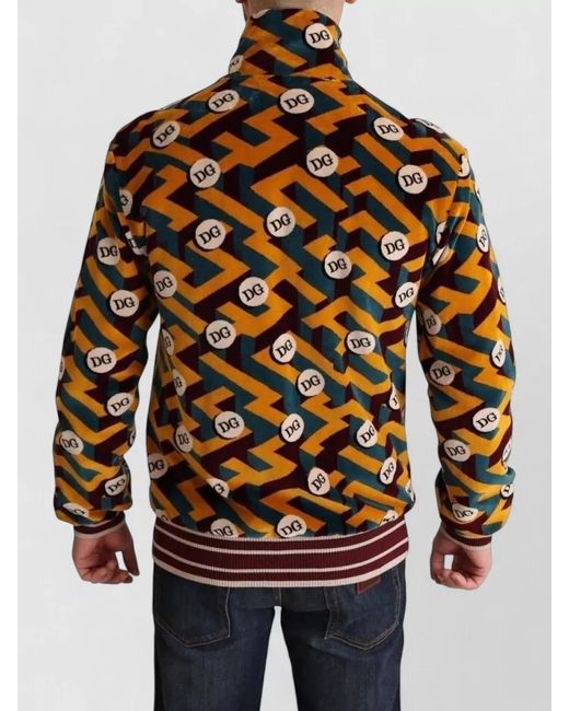 Dolce & Gabbana Brown Velvet Logo-Print Bomber Jacket for men