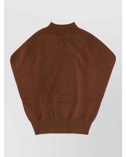 Circus Hotel Brown Cashmere Sweater Mock Neck Ribbed Cuffs Hem