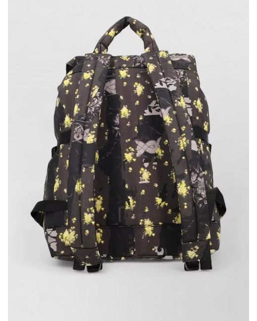 Ganni Gray Floral Backpack Top Handle Adjustable Straps