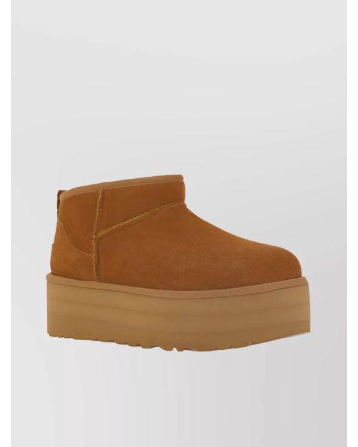 Ugg Brown Suede Ankle Platform Boots