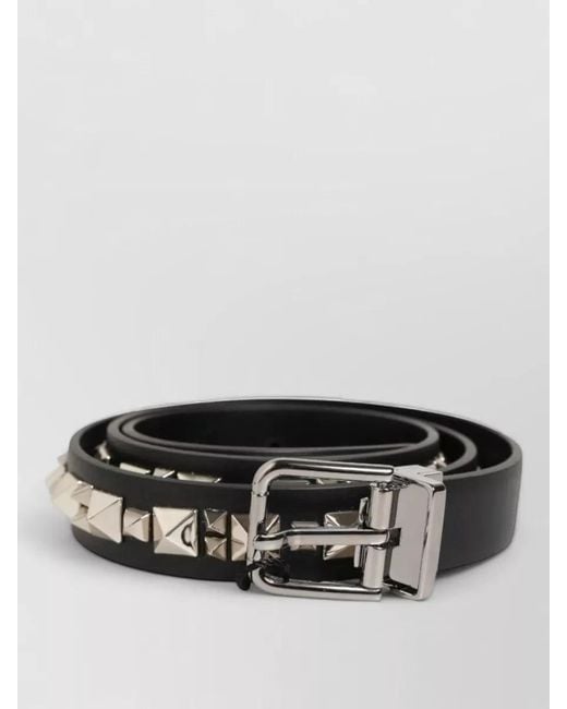 Dolce & Gabbana Black Leather Studded Belt Tone Buckle for men