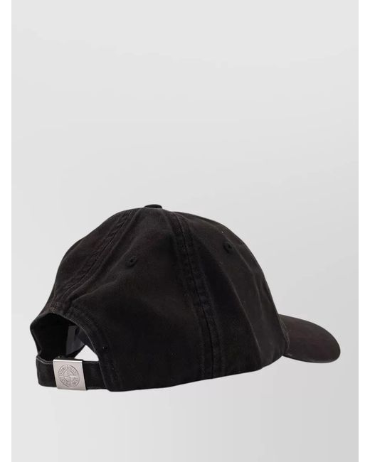 Stone Island Black Cotton Hat Curved Brim Visor Design for men
