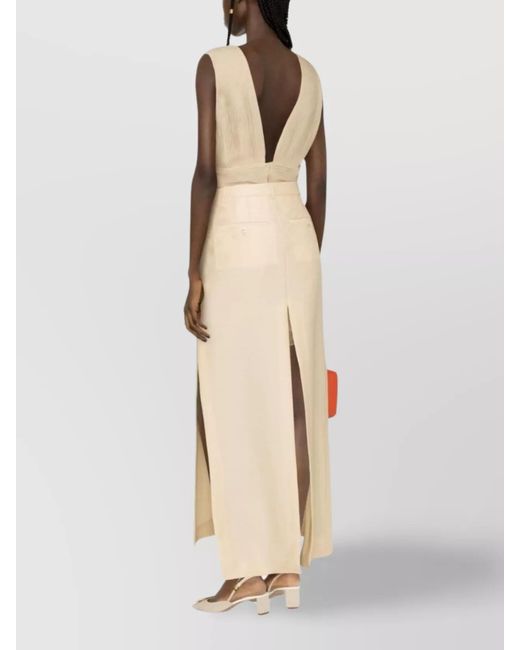 Lanvin Natural Silk A-Line Ankle-Length Skirt