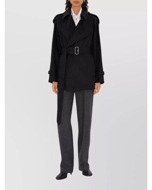 Burberry Black Cotton Double-Breasted Belted Trench Coat