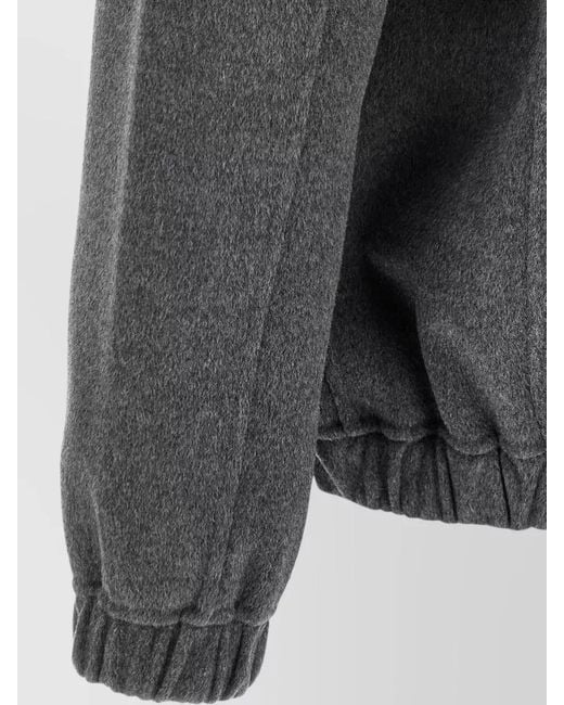 Giorgio Brato Gray Cashmere Wool Jacket Collared Elastic Hem for men