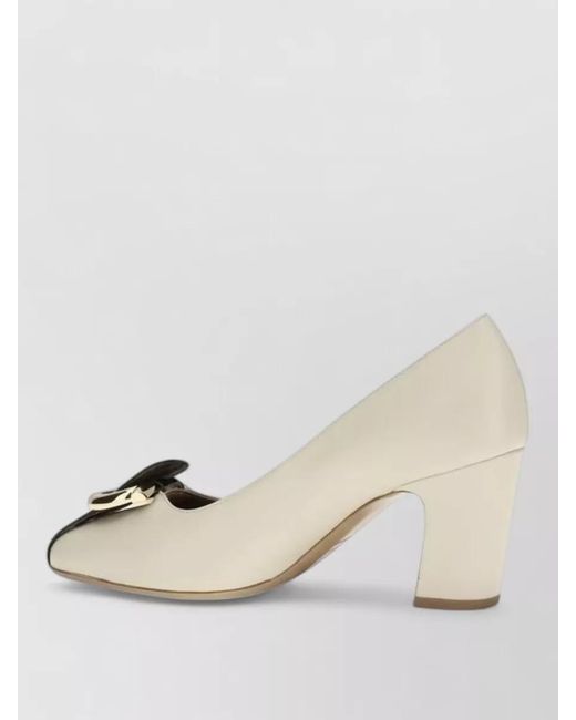Ferragamo Natural Leather High Heel Pumps