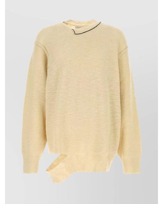 Yohji Yamamoto Natural Oversized Wool Sweater Asymmetric Hem for men