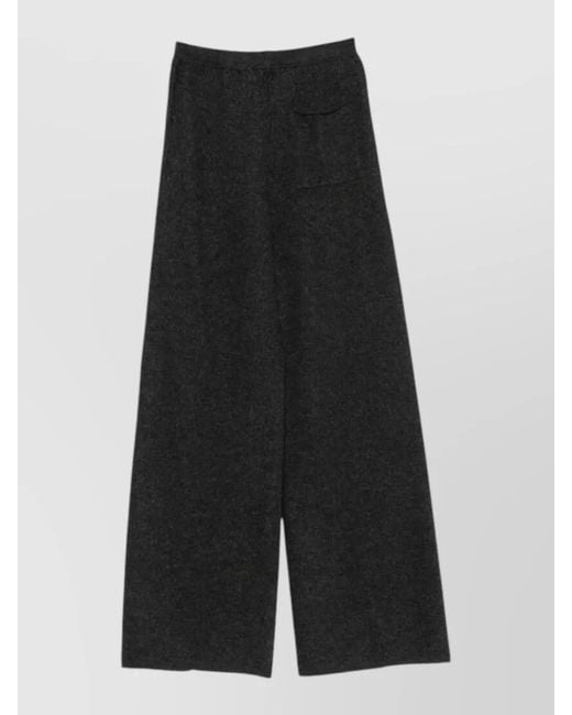 Semicouture Black Grace Wool High Waist Lounge Trousers