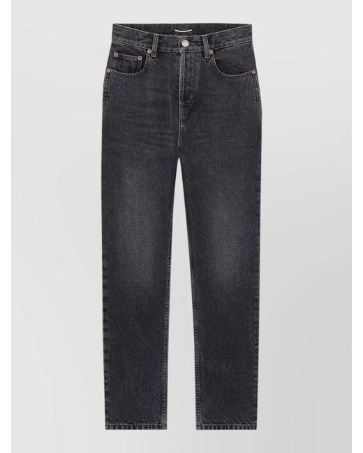 Saint Laurent Blue High Rise Cropped Slim Denim Trousers