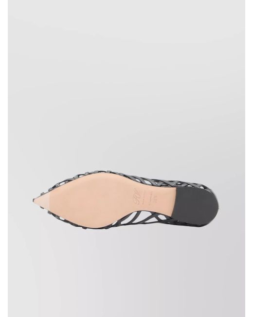Roger Vivier Metallic Leather Multistrap Ballerina Shoes