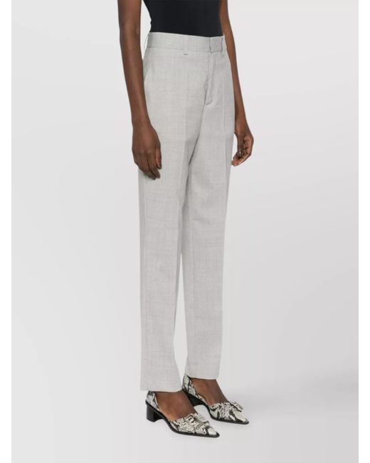 P.A.R.O.S.H. White High-Waisted Wool Trousers With Crease Detail