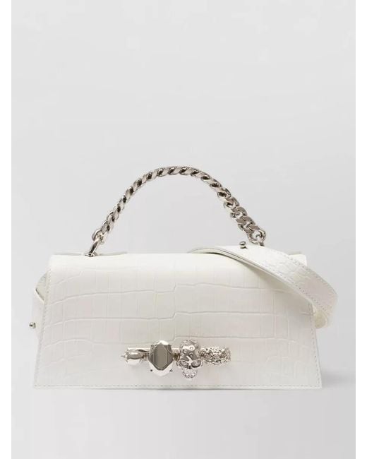 McQueen White Jewel Mini Shoulder Bag Leather Hardware